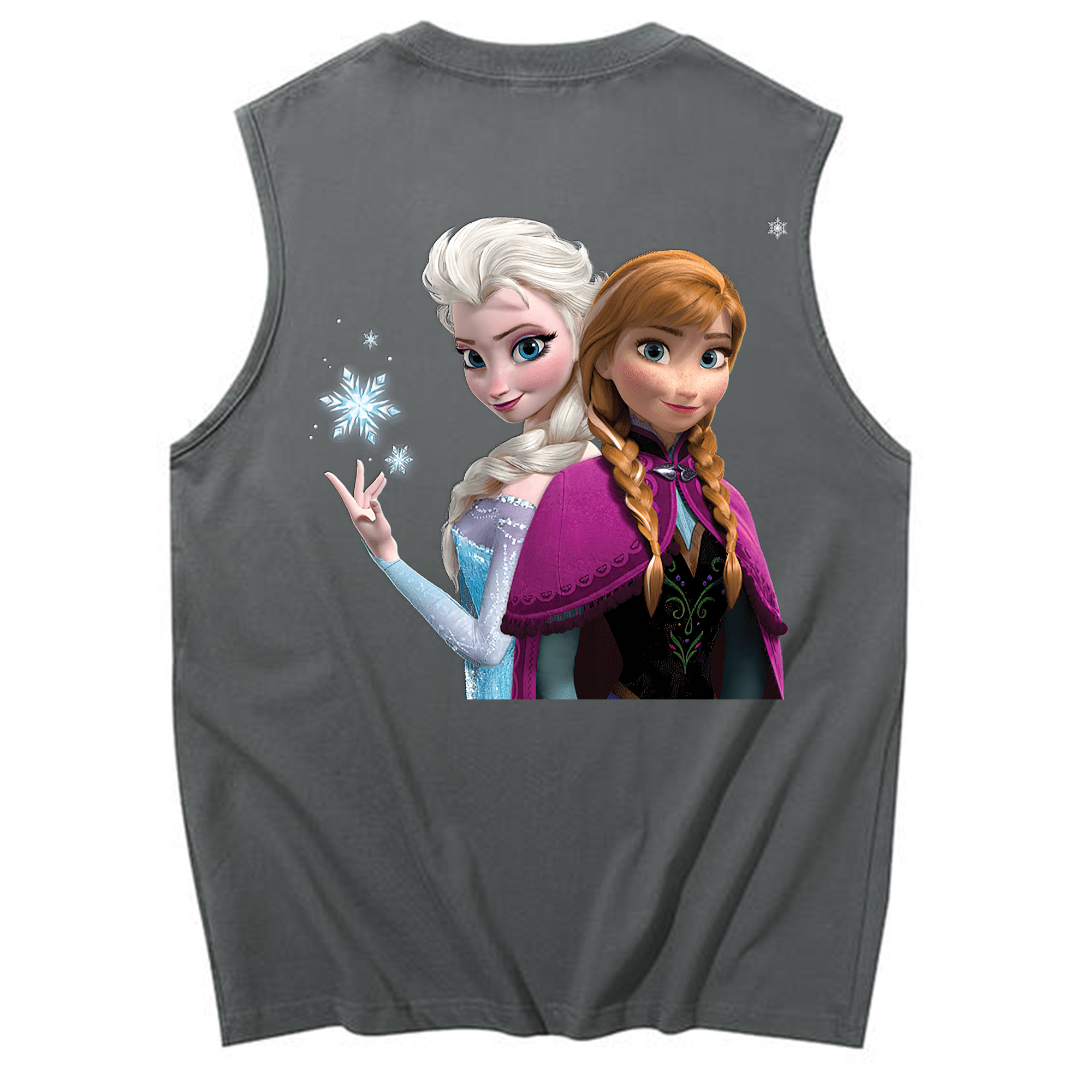 （画像用） アナと雪の女王 アンナ エルサ Frozen Anna Elsa コットン100％タンクトップ（背面プリント）